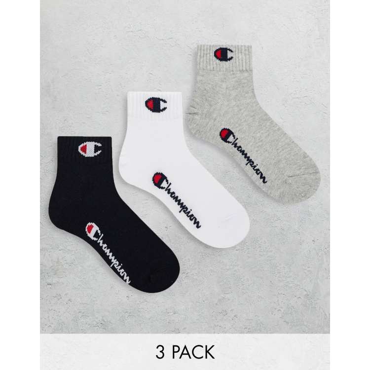 Champion ankle socks in grey white black 3 pack