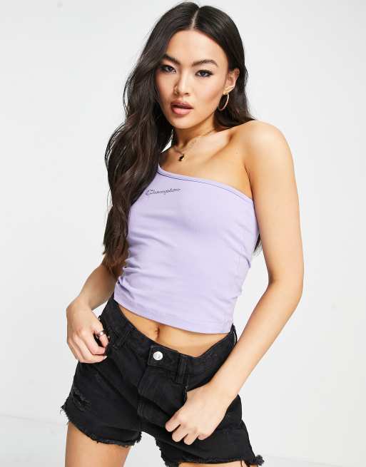Champion – Asymmetrisches Oberteil in Lila mit Logo