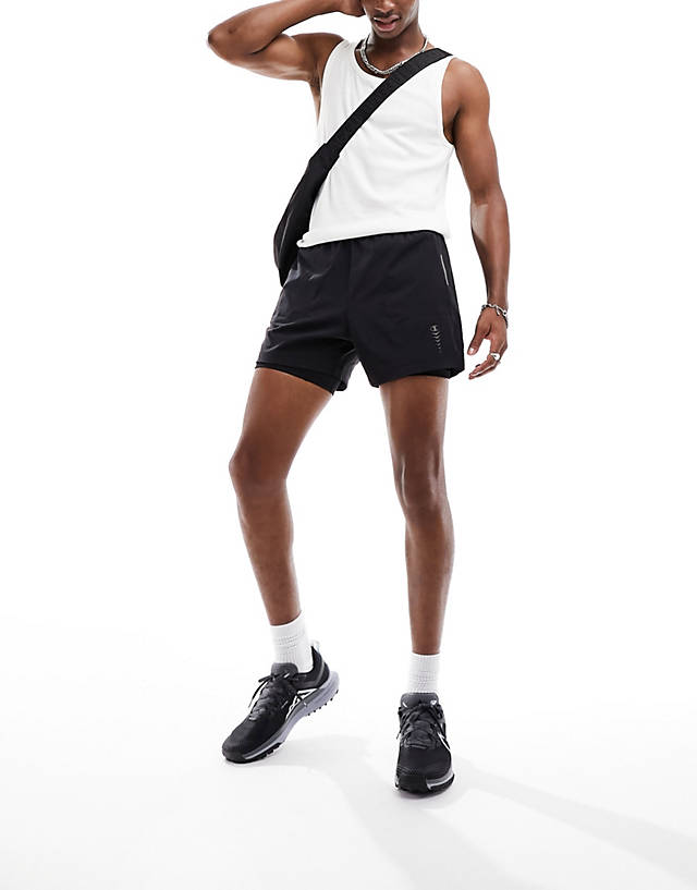 Champion - athletic double dry running shorts in black