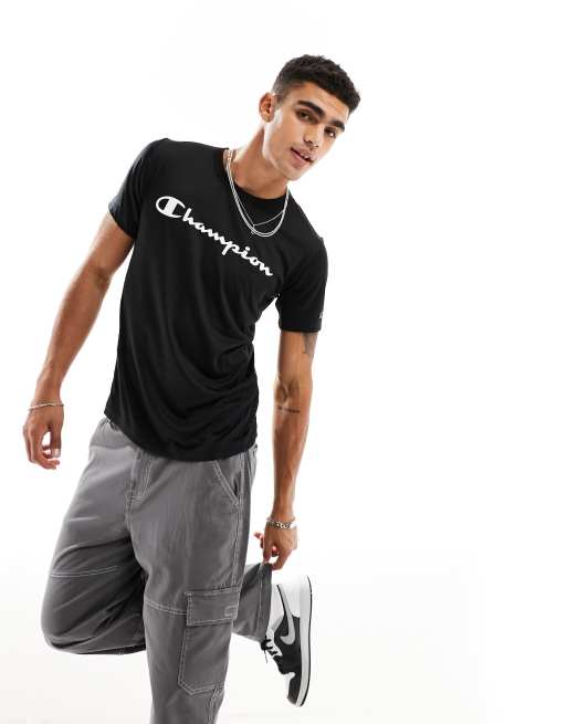 Champion Athletic front logo t shirt in black ASOS