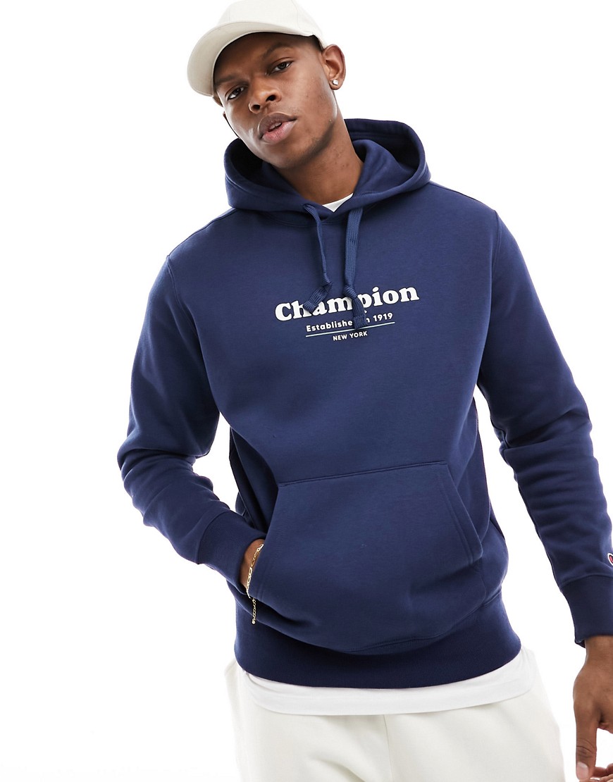 Champion back print hoodie in navy