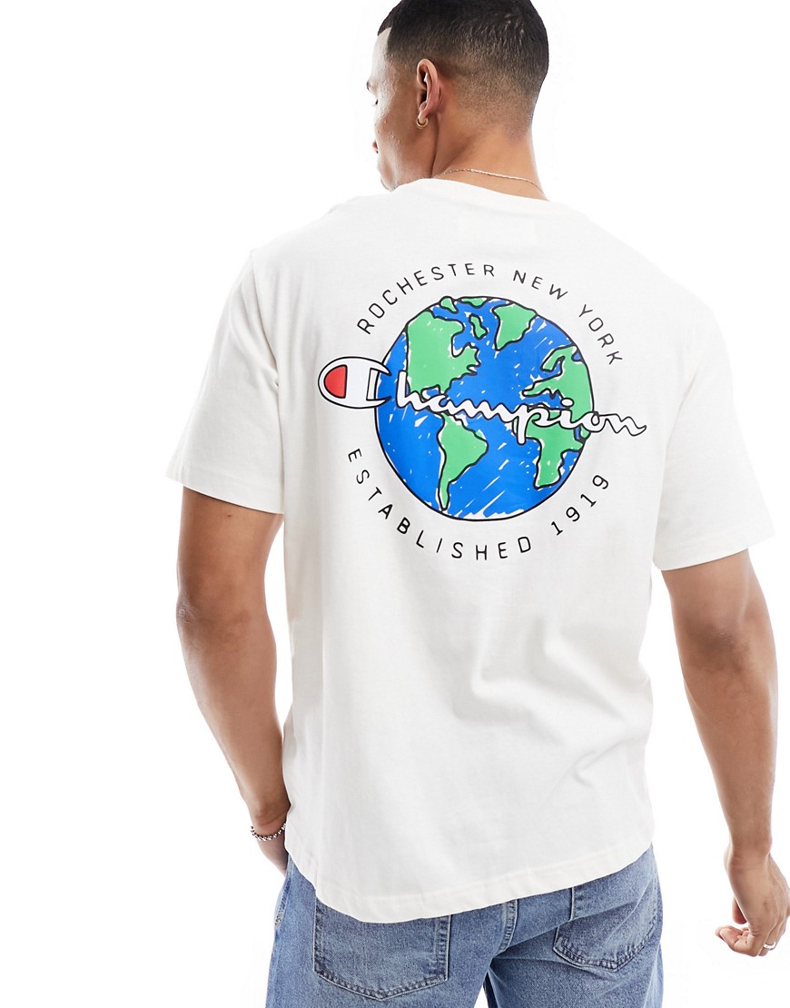 Champion back print world graphic t-shirt in white