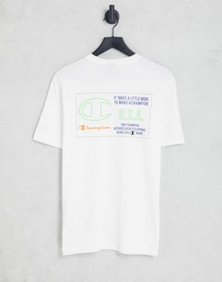 Champion basketball t-shirt with back print in white