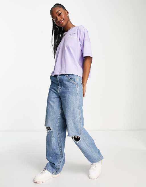 Champion boxy t-shirt with logo in purple
