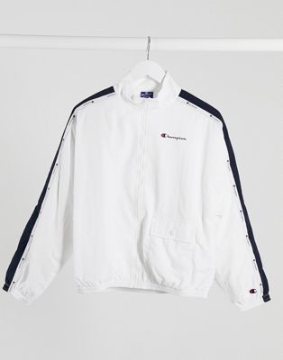 champion track jacket white