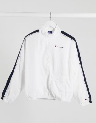 champion track jacket white