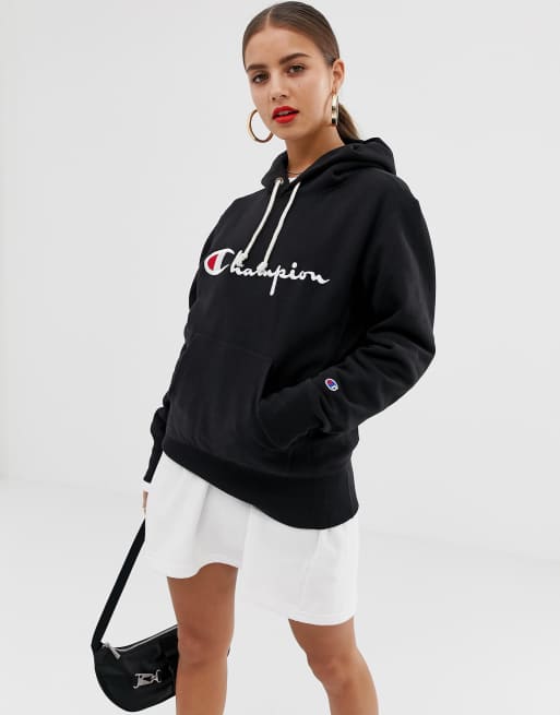 Champion hoodie embroidered outlet logo