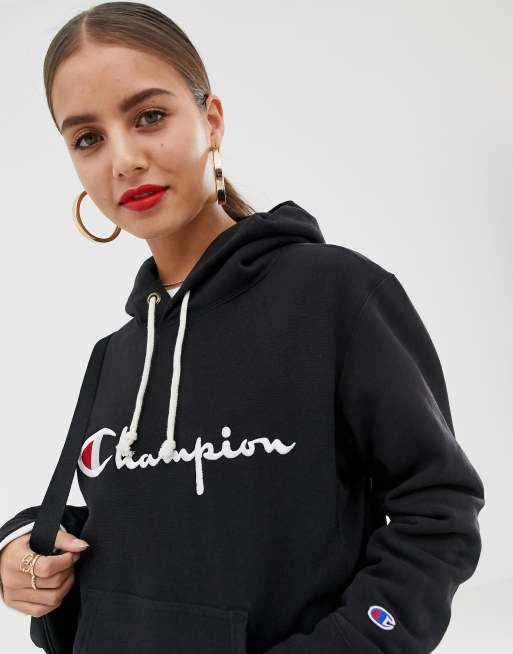 Champion embroidered outlet logo hoodie