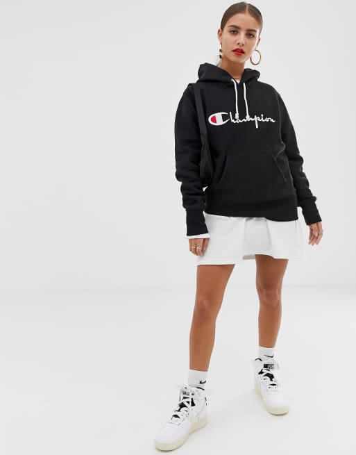 Champion script 2024 logo boyfriend hoodie