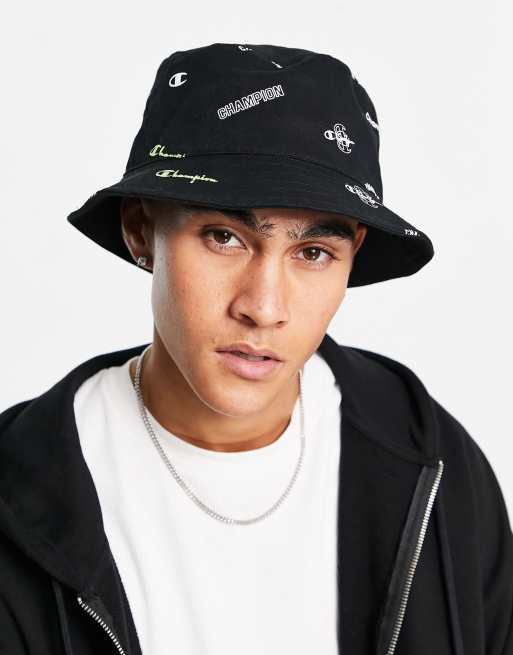 Champion bucket hat with small logo in black | ASOS