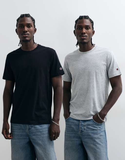 Champion Champion Core Heritage 2 pack t-shirt in black and grey