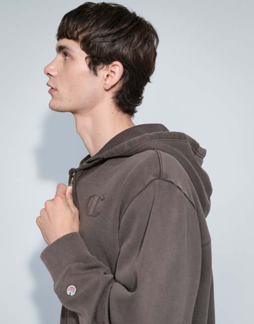 Champion Champion Laundry Full Zip hoodie in khaki, 3 of 9