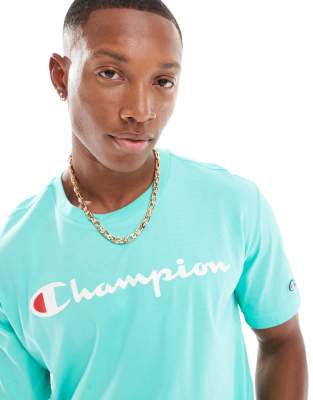 Champion Champion chest logo t-shirt in light green-Grey