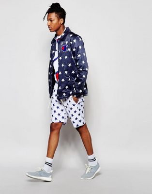 champion coach style jacket in star print
