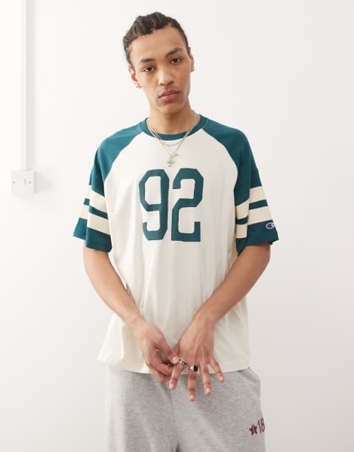 Champion - College - T-shirt met korte mouwen in gebroken wit en groen  