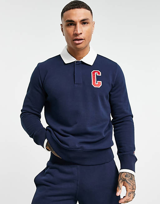 Champion collegiate logo rugby polo in navy 