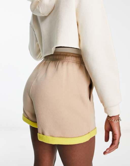 Champion color block fleece shorts in brown and cream ASOS