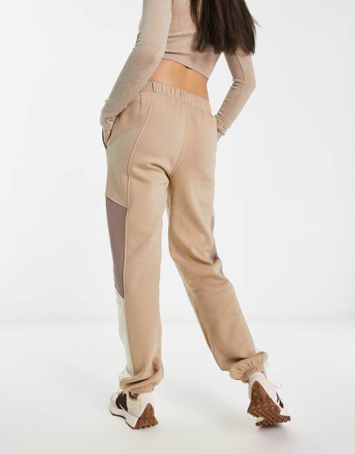 besluiten Bad toetje Champion color block sweatpants in brown and cream | ASOS