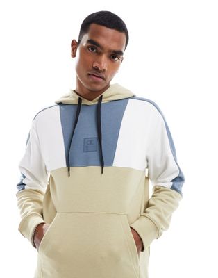 Champion colourblock hoodie in beige and grey