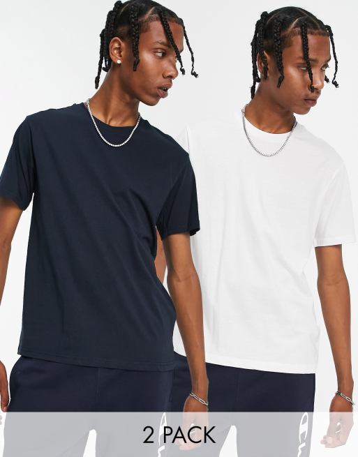 Champion - Confezione da 2 t-shirt bianca e blu navy