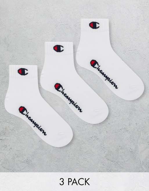 Champion - Confezione da 3 paia di calzini bianchi con logo 