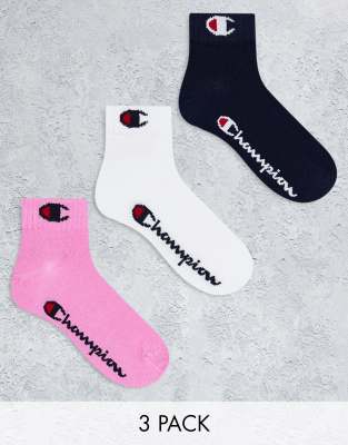 Champion core ankle socks in pink white black 3 pack