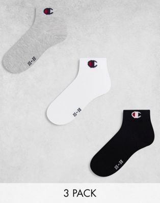 Champion core ankle socks in white grey black 3 pack