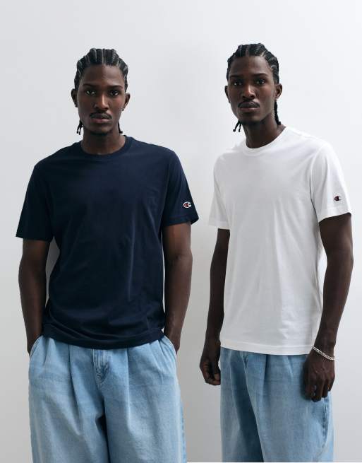 Champion Core Heritage 2 pack t-shirt in navy and white