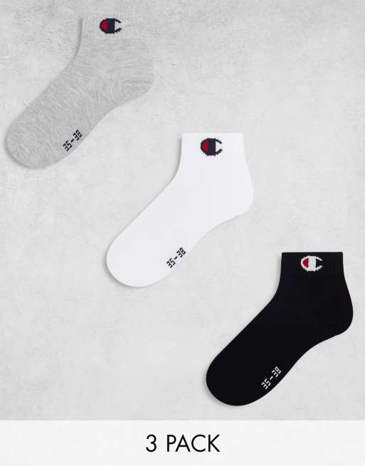 Champion - Core - Set van 3 paar enkelsokken in wit, grijs en zwart