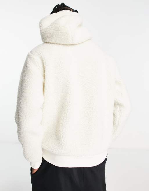 Champion - Cremehvid fleece med halv lynlås og stort logo, 2 af 4