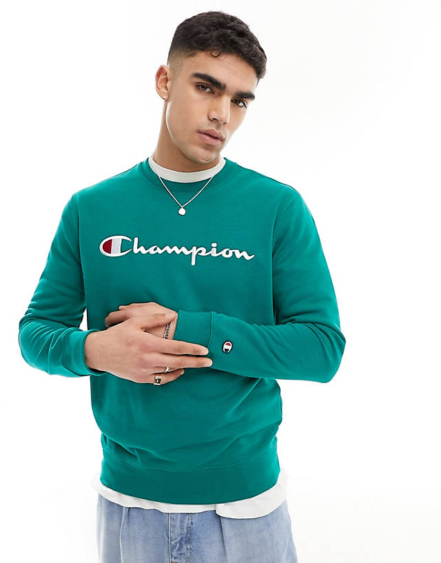 Champion - crew neck sweatshirt in dark green