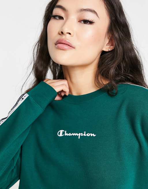 Champion crew neck sweatshirt in green ASOS