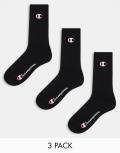 Champion crew socks in black 3 pack