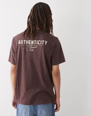 Champion Champion crewneck graphic back print t-shirt in brown