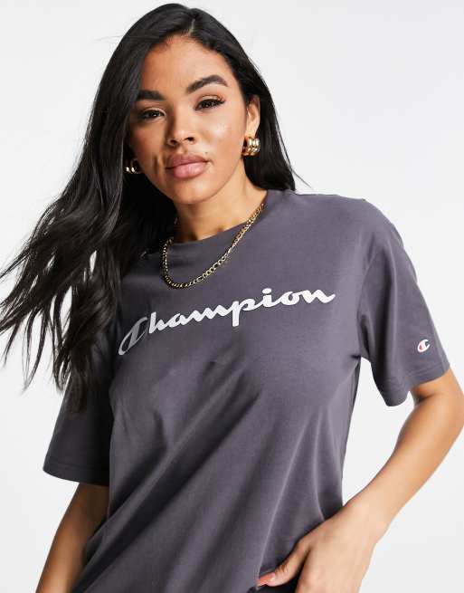 Champion crewneck t-shirt in light grey | ASOS