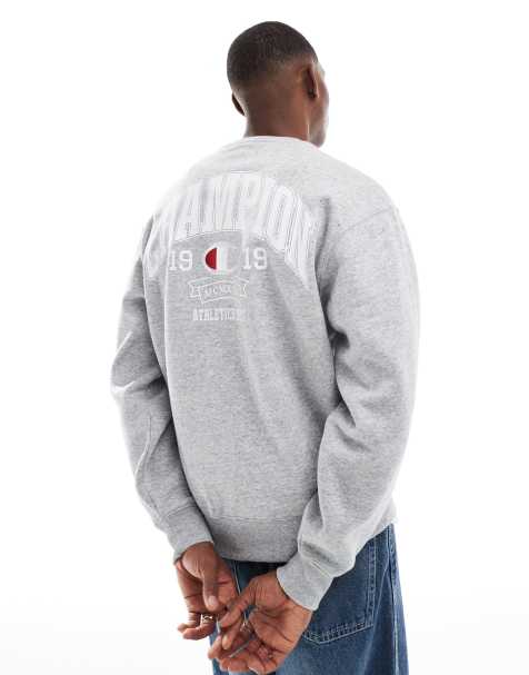Champion crewneck varsity backprint sweatshirt in grey - view 1