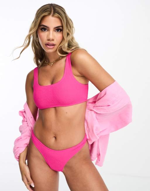 Champion crinkle bikini top in fuchsia