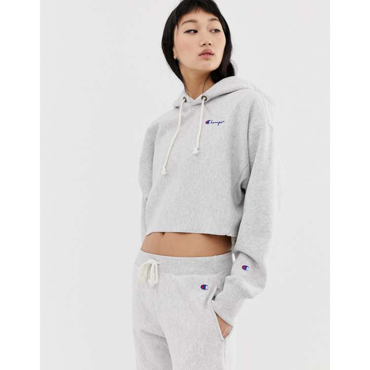 Champion crop hoodie with small script logo two-piece