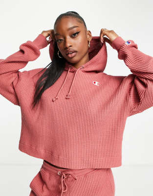 Champion cropped hoodie pink sale