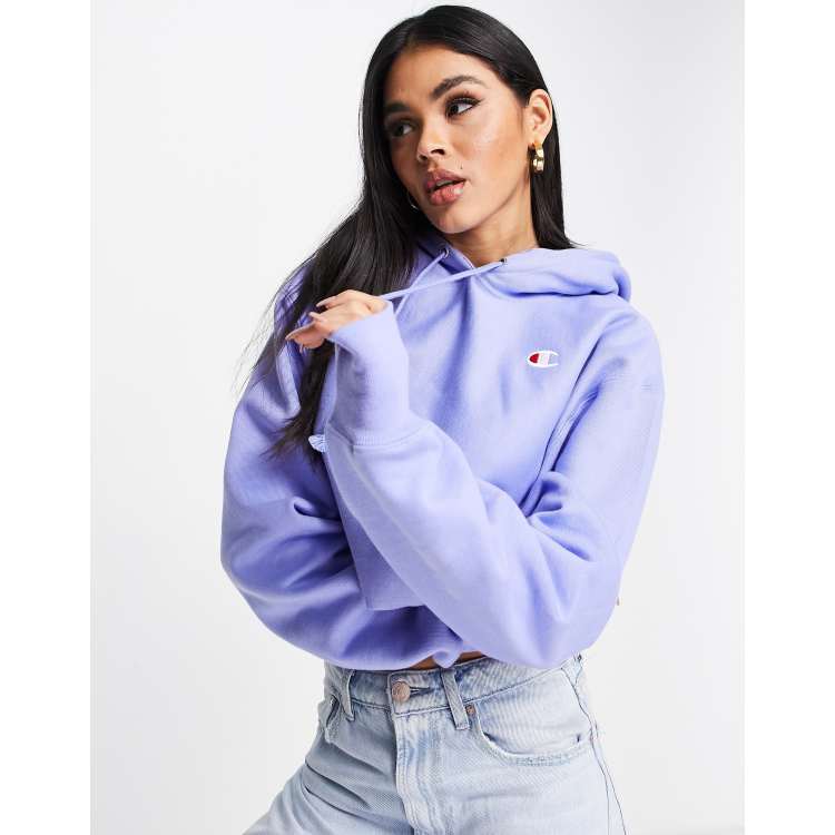 Champion cropped hoodie with small logo in blue