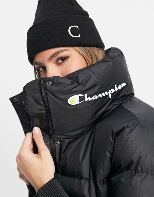 Champion cropped logo jacket in black