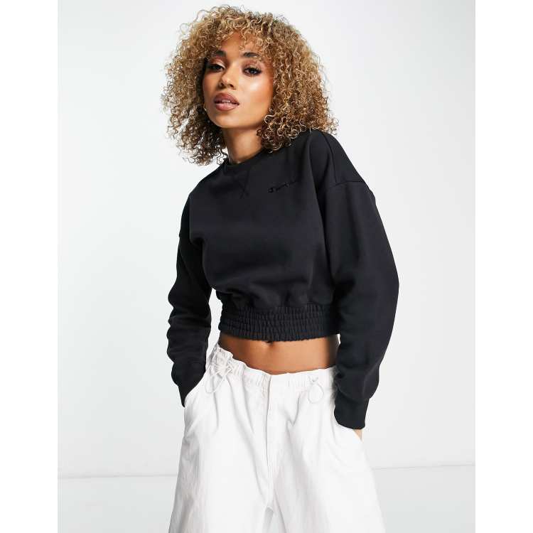 Champion cropped hoodie black sale