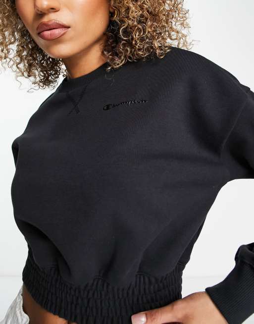 Champion black cropped deals crew neck sweatshirt