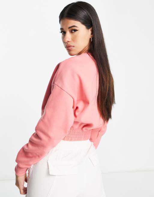 Pink cropped clearance champion hoodie