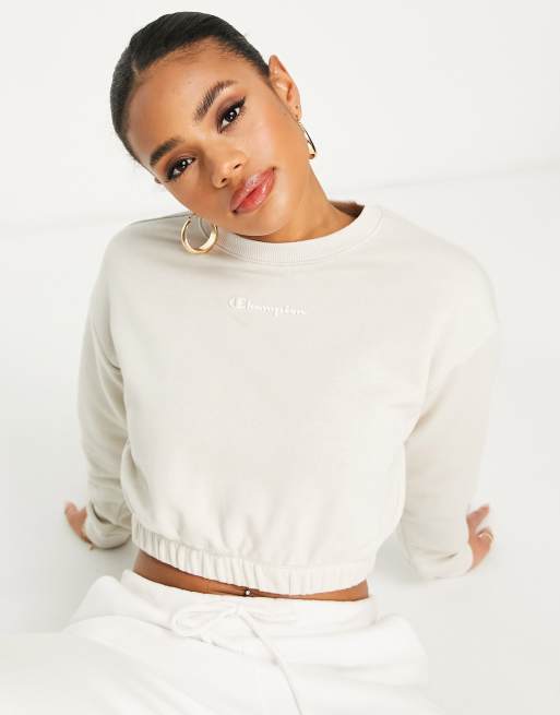 Champion cropped sweatshirt in tan