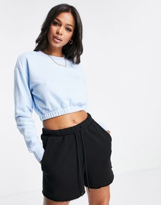 Champion cropped sweatshirt with logo in blue
