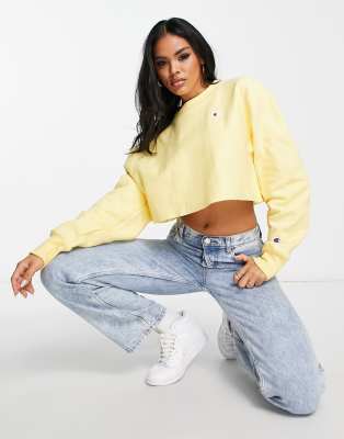 Yellow cropped champion hoodie new arrivals