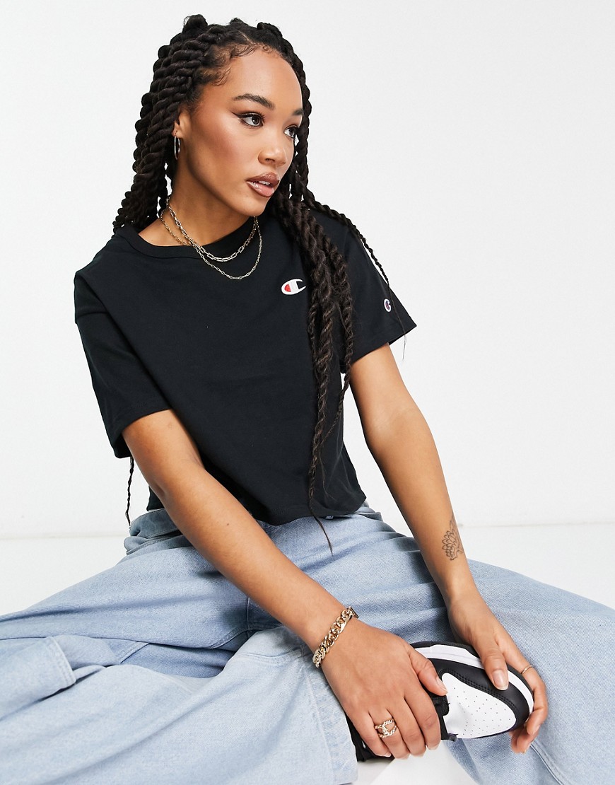 Champion cropped t-shirt with logo in black