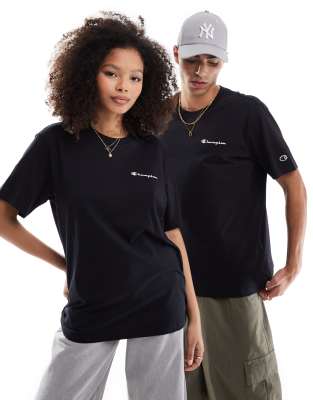Champion – Czarny T-shirt unisex z logo na piersi po lewej stronie - view 1