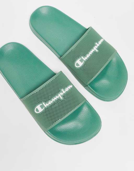 Champion Daytona unisex slides in green ASOS